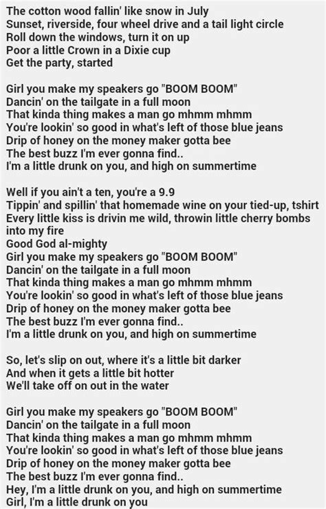 lyrics to drunk on you